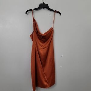 Gianni Bini One Shoulder Sleeveless Spaghetti Strap Tie Waist Mini Wrap Dress